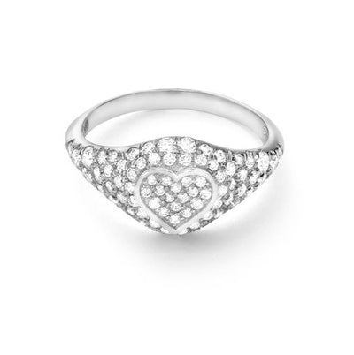 Pave Heart Pinky Ring