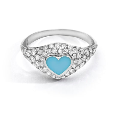 Heart Pinky Ring diamonds