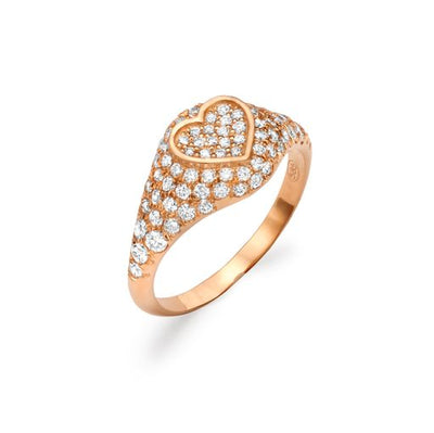 Pave Heart Pinky Ring