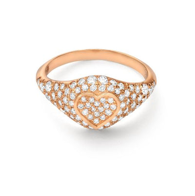 Pave Heart Pinky Ring