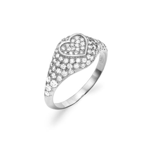 Pave Heart Pinky Ring