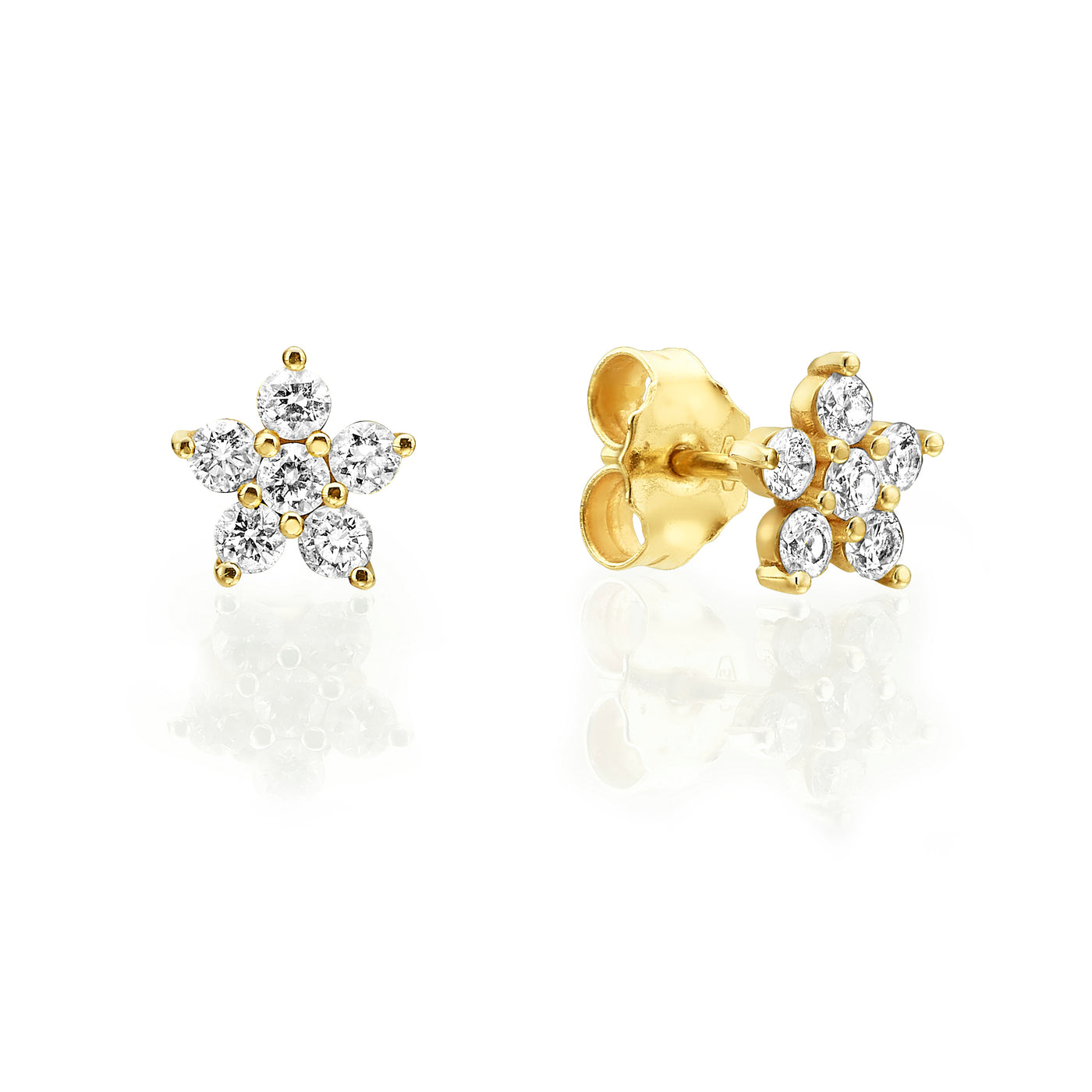 Diamonds M flower studs earrings